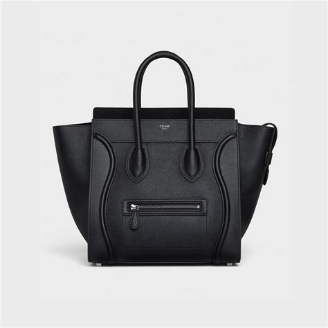 celine mini luggage black drummed leather price|CELINE Drummed Calfskin Mini Luggage Black .